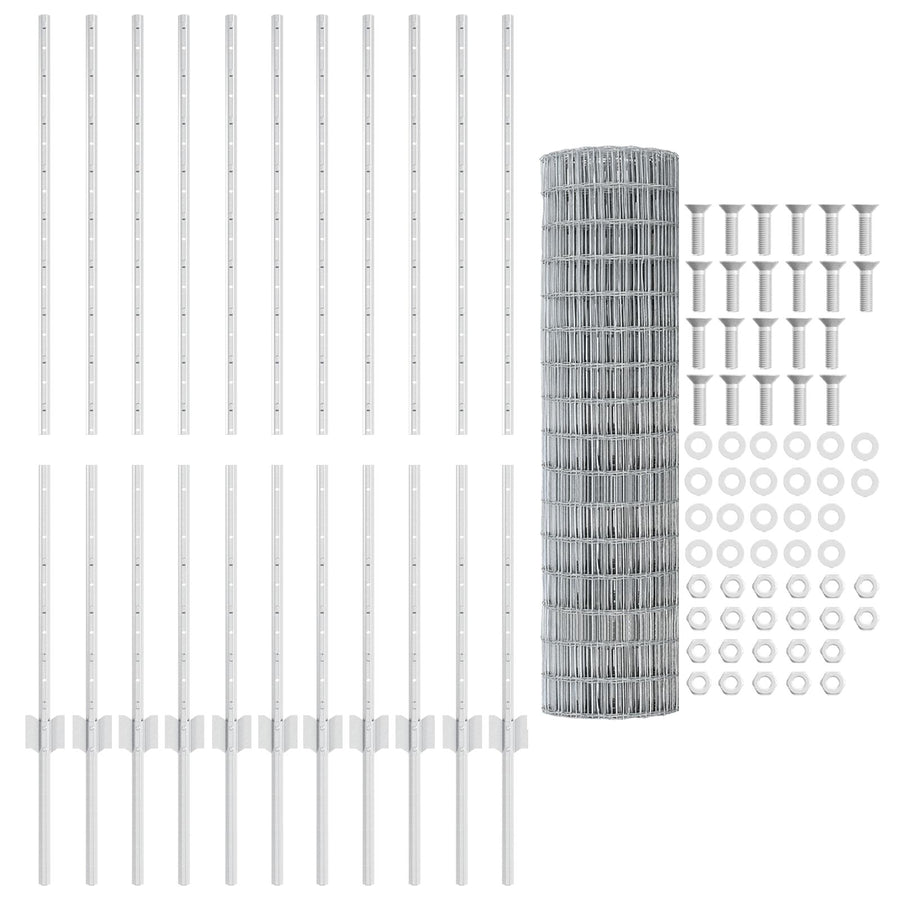 Euro Fence met 22 U-posten Zilver 1,2x25 m Staal