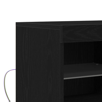 Dressoir Met Led Verlichting 81X37X67 Cm Zwart eiken