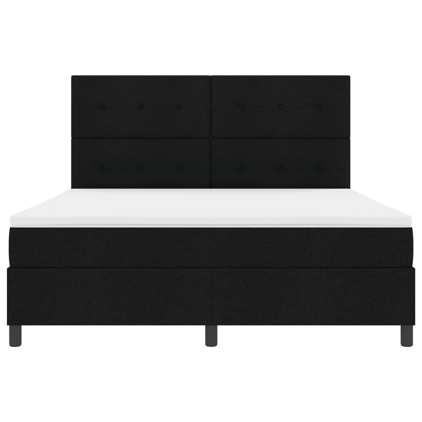 Boxspring Bed Met Matras Super King Stof Zwart 180 x 200 cm Knopgeknopt