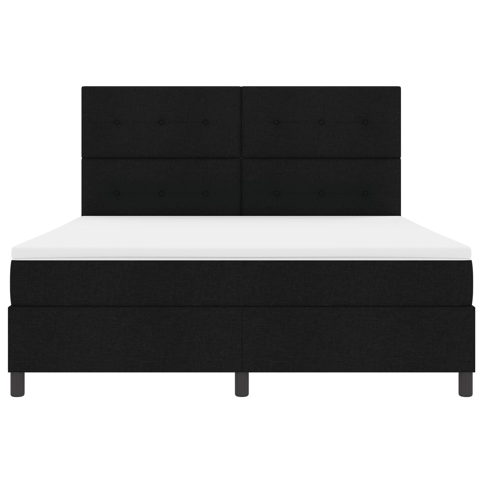 Boxspring Bed Met Matras Super King Stof Zwart 180 x 200 cm Knopgeknopt