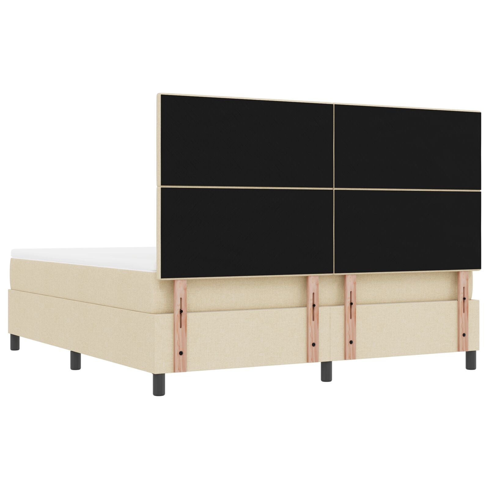 Boxspring Bed Met Matras & Bank Stof Crème 180 x 200 cm Knop tufted
