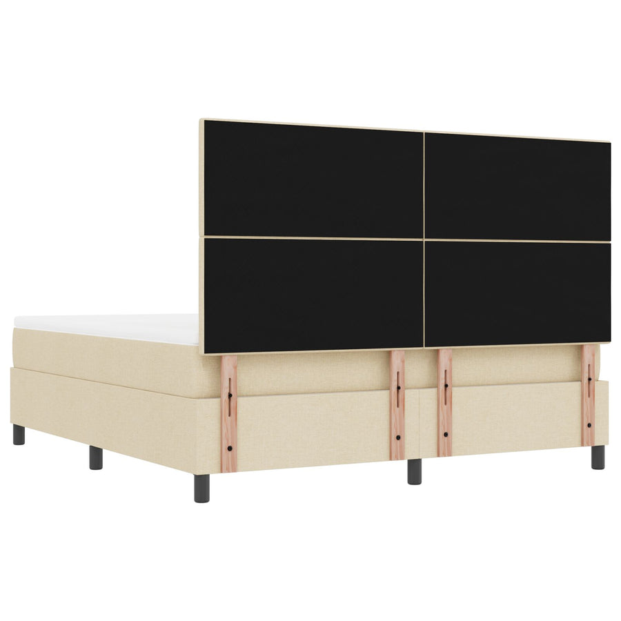 Boxspring Bed Met Matras & Bank Stof Crème 180 x 200 cm Knop tufted