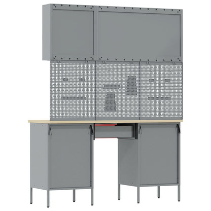 8-Delige Werkcabine En Pegboard Set Mdf En Metaal 3x (2x85/20 cm) Rood 3x kast + 3x gereedschapspaneel + 2x gereedschap kast