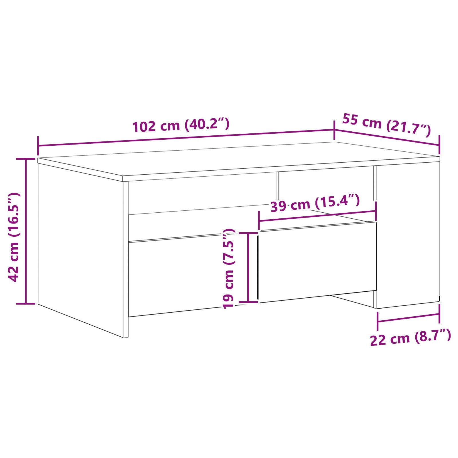 Salontafel - Artisan Eiken - 102X55X43,5 Cm - Gemaakt Van Verwerkt Hout