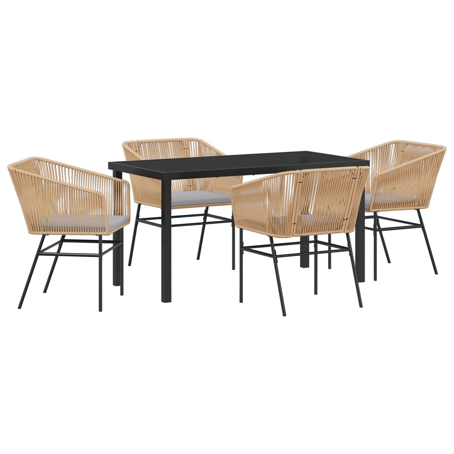 Set Van 3 Bruin En Lichtgrijs Pe Rattan Zitmaat: 49 X 47,5 Cm