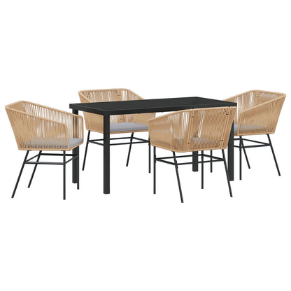 Set Van 3 Bruin En Lichtgrijs Pe Rattan Zitmaat: 49 X 47,5 Cm