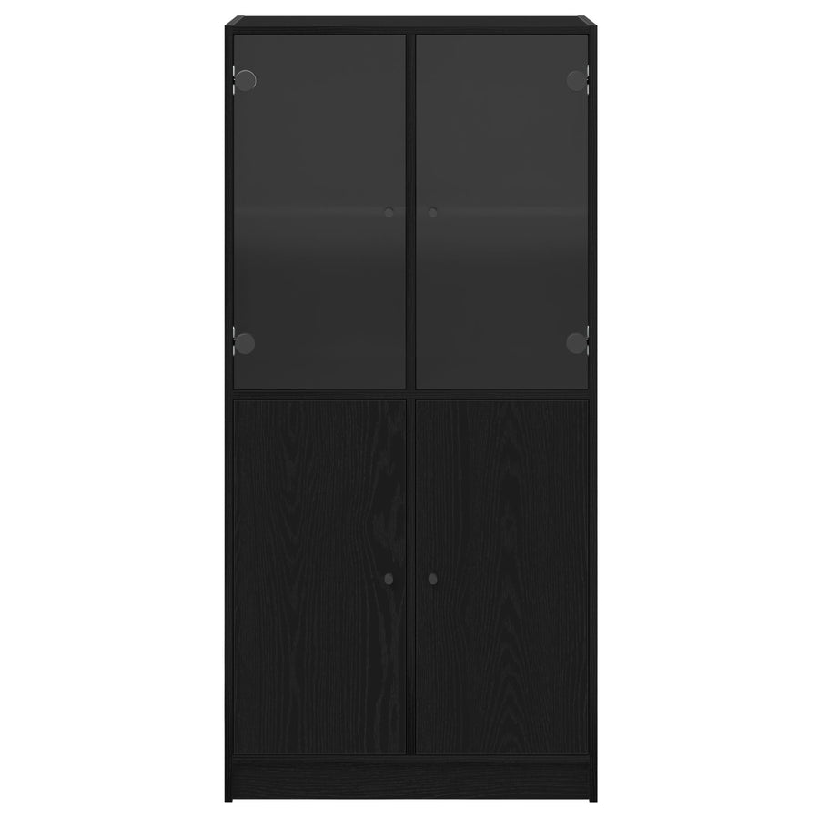 Highboard Met Deuren Zwart Eiken 68X37X142 Cm Bewerkt Hout