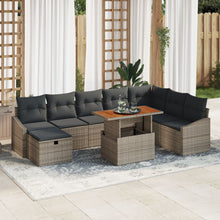 9-Delige Tuin Sofa Set Met Kussens Grijs Poly Rattan Wit