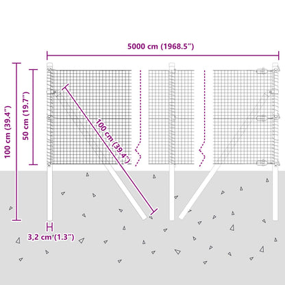 Gelast Draadhek Met 13 Palen Groen 0.5X50 M Staal Gegalvaniseerd Staal