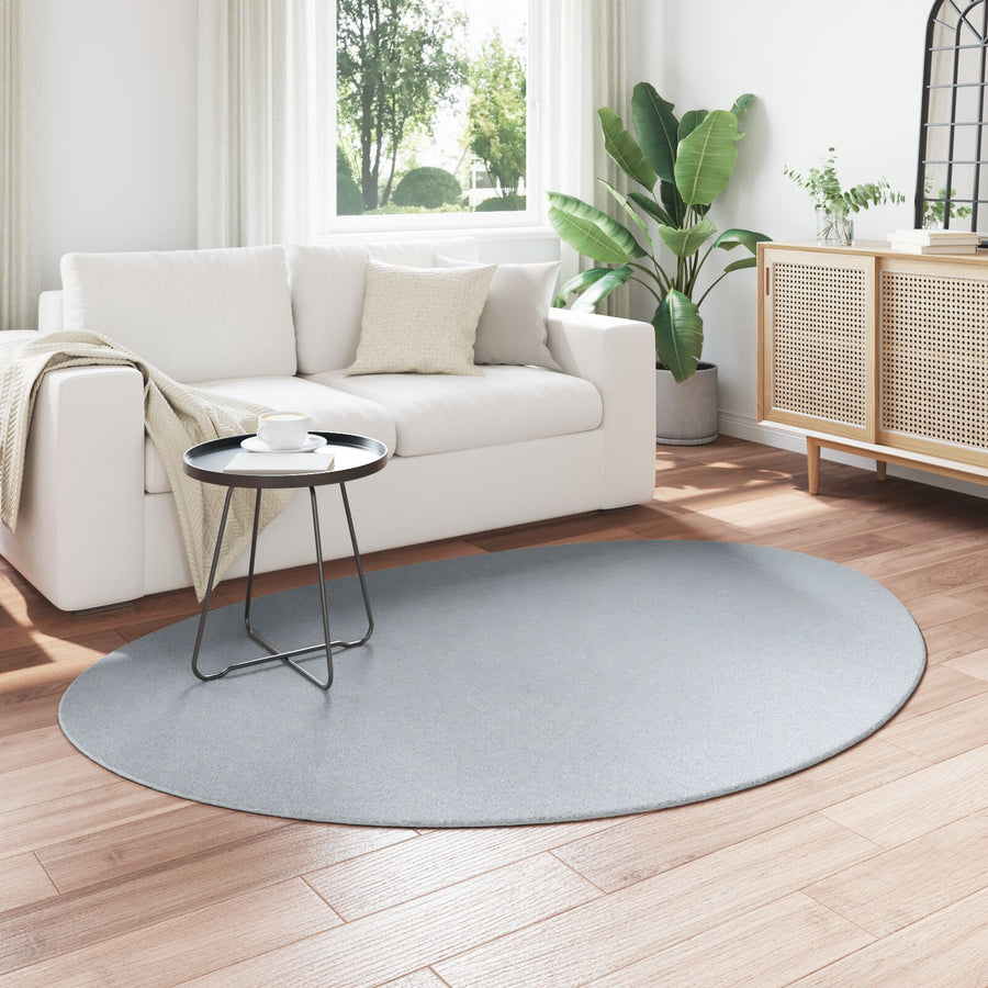 Vloerkleed ""Huarte"" Kort Pool Zacht En Wasbaar Grijs 140 x 200 cm Ovaal-Asymmetrisch