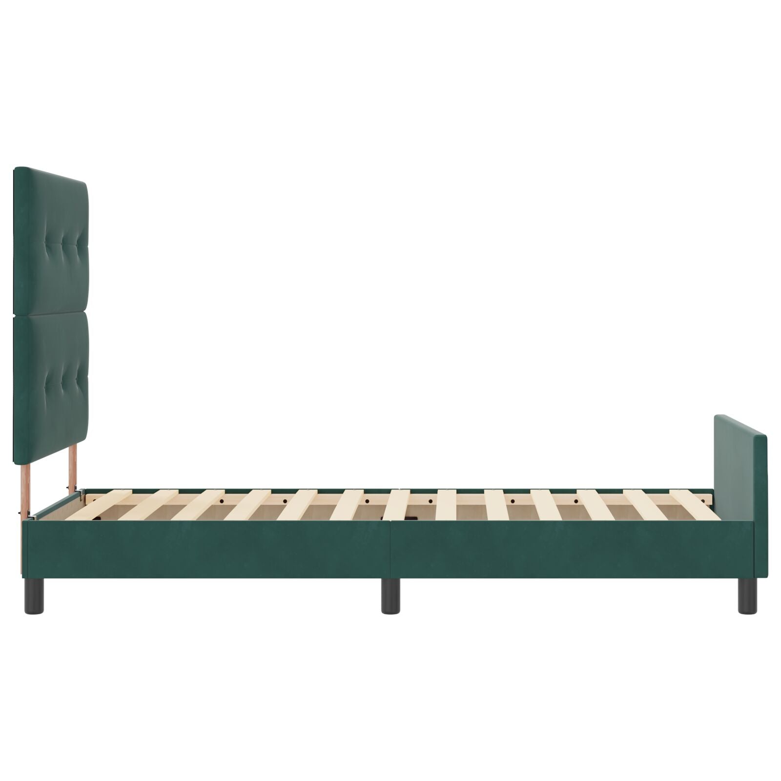 Donkergroen Fluwelen Bedframe 80X200 Cm Crème