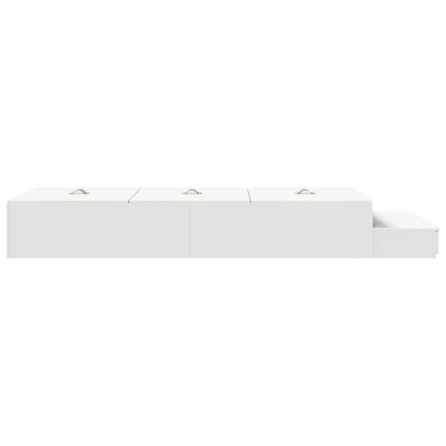 Opbergbedframe Wit Bewerkt Hout 80 X 200 Cm Opslag Artisanaal Eiken