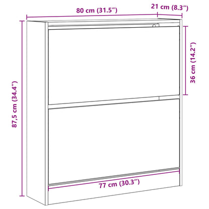 Schoenenkast Met Flip Lade Zwart Eiken 80X21X87,5 Cm