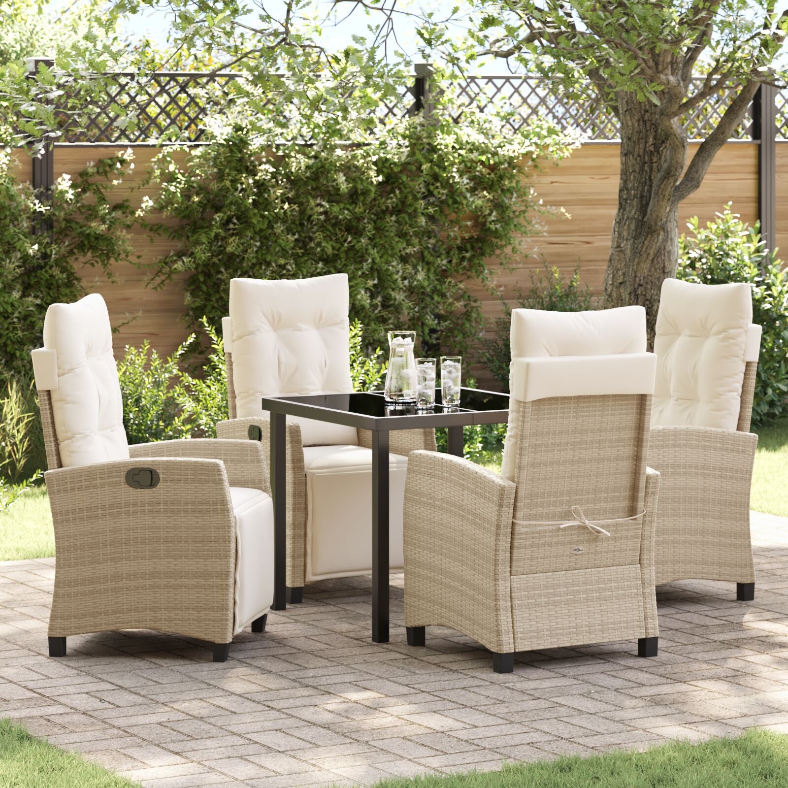 5-Delig Tuin Eetset Beige Poly Rattan
