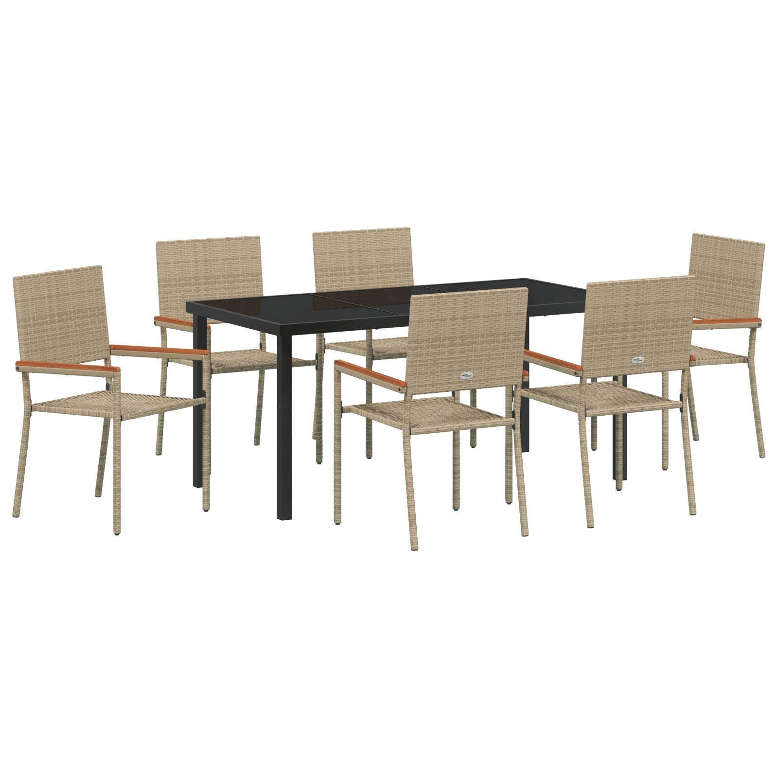 7 Delige Tuin Eetset Beige Poly Rattan