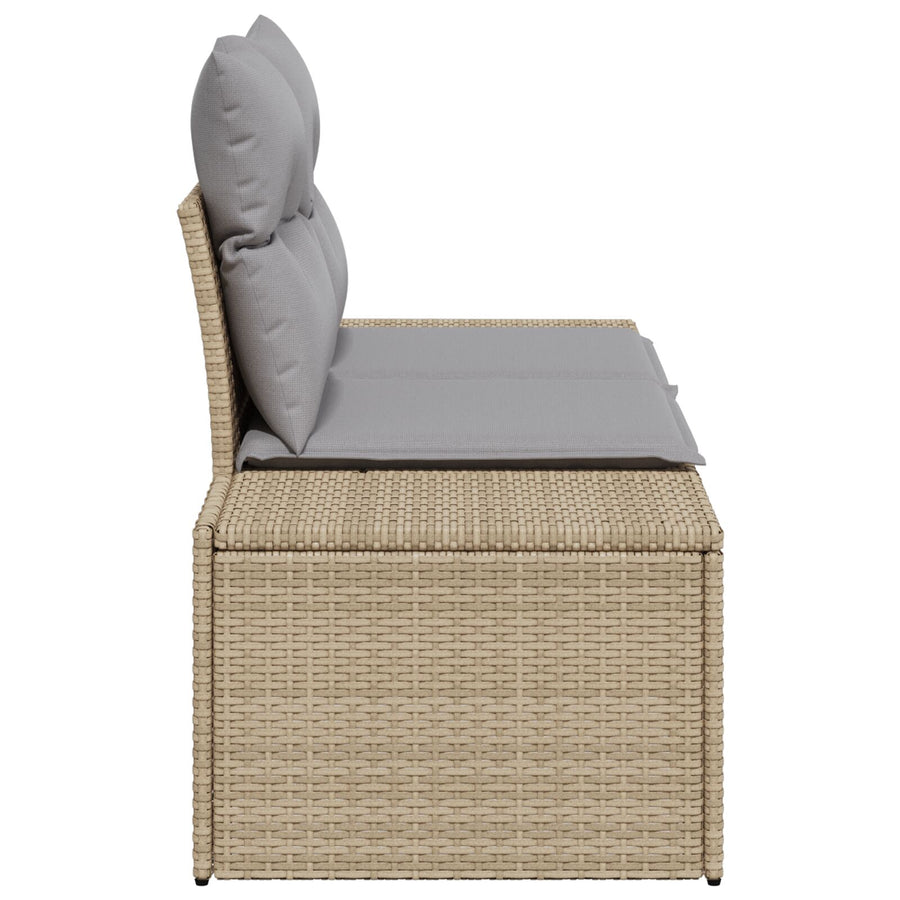 2-Zits Tuinsofa Met Kussens Poly Rattan Beige en grijs zonder opbergruimte