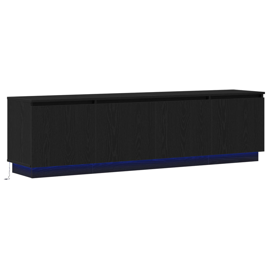 Tv-Kast Met Led 180X38X49 Cm Gelaagd Hout Zwart eiken