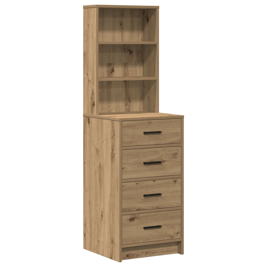 3-Delige Kaptafel Set Met Led In Artisan Eiken Bewerkt Hout
