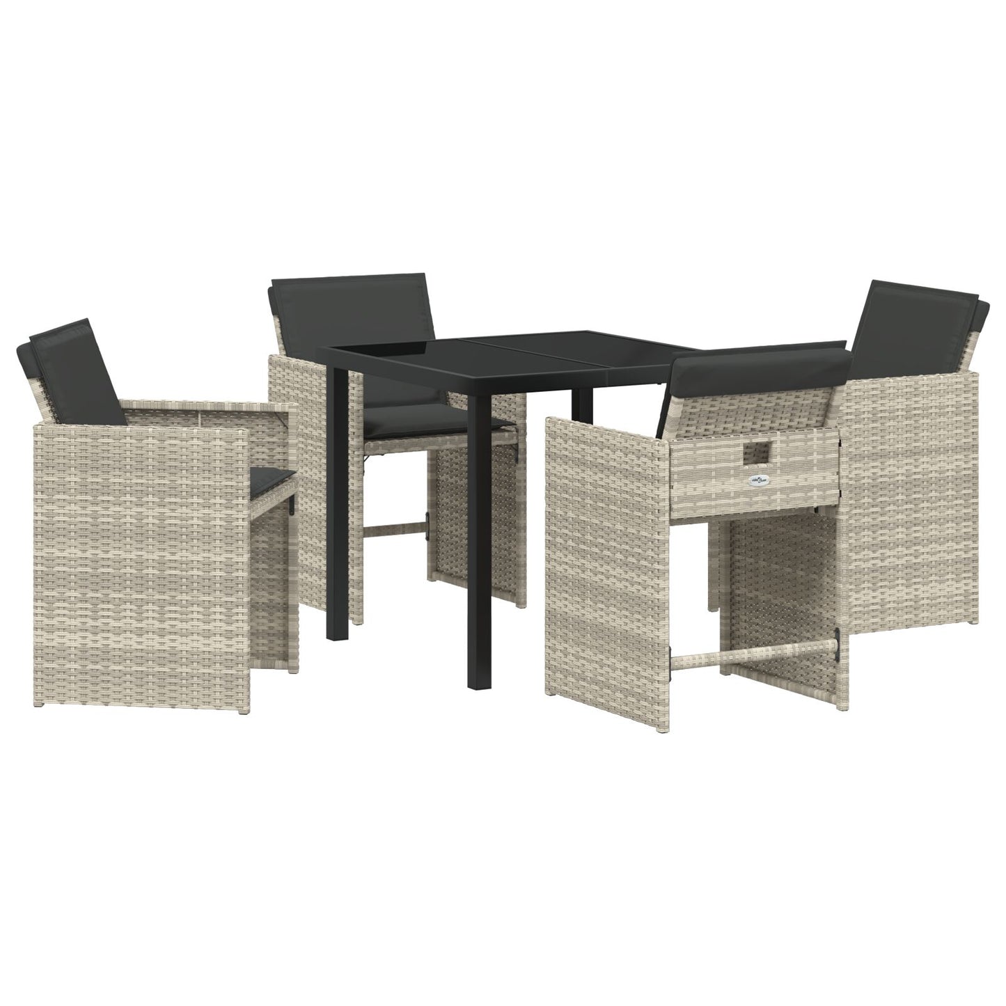 5-Delige Tuindiningset Met Kussens Lichtgrijs Poly Rattan
