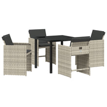 5-Delige Tuindiningset Met Kussens Lichtgrijs Poly Rattan