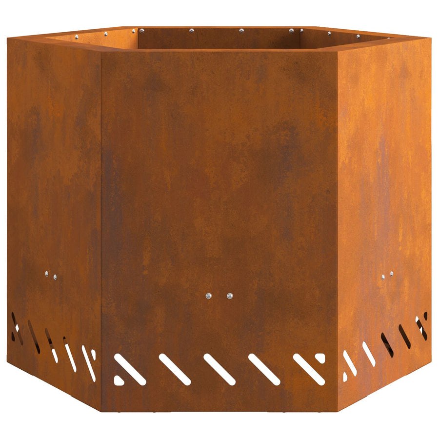 Rookloze Vuurkorf Hexagonaal Weerbestendig Staal 58 x 58 x 51 cm Verweerd staal/Bruin