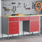 Werkbank set 3 stuks rood 150x55x85 cm staal