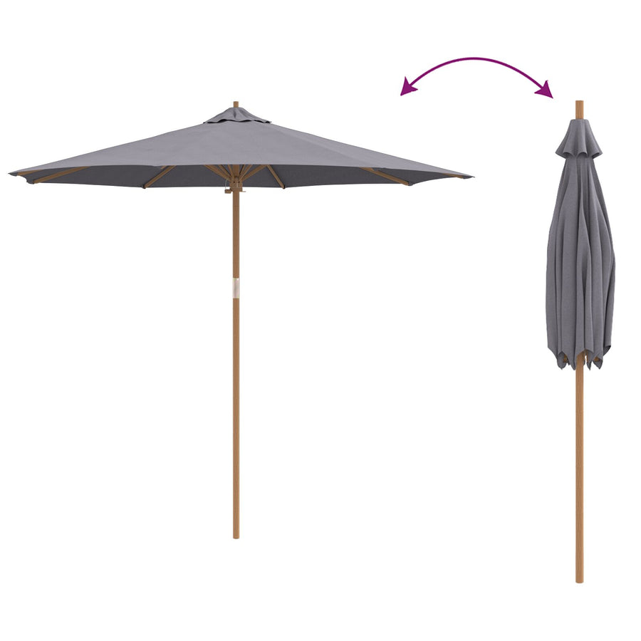 Tuinparasol 270X260 Cm Bamboe 270 x 270 x 260 cm Donkergrijs