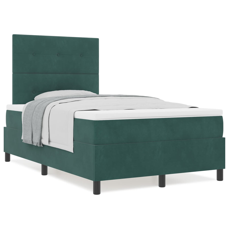 Boxspringbed Met Matras Donkergroen 120X200 Cm Fluweel Blauw