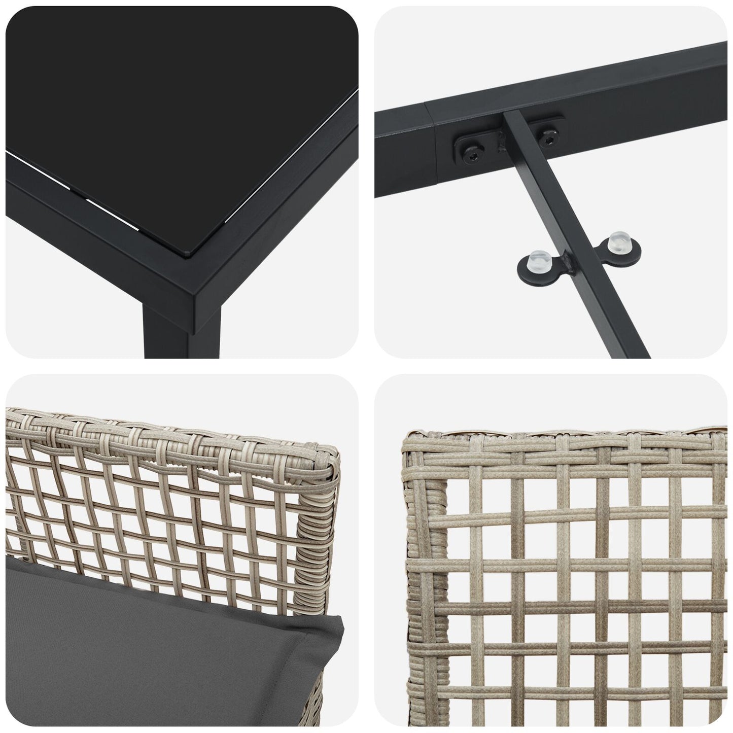 5-Delige Tuin Eettafel Set Met Kussens Lichtgrijs Poly Rattan
