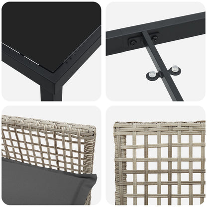 5-Delige Tuin Eettafel Set Met Kussens Lichtgrijs Poly Rattan