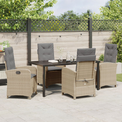 5-Piece Tuin Eet Set Met Kussens In Beige Poly Rattan