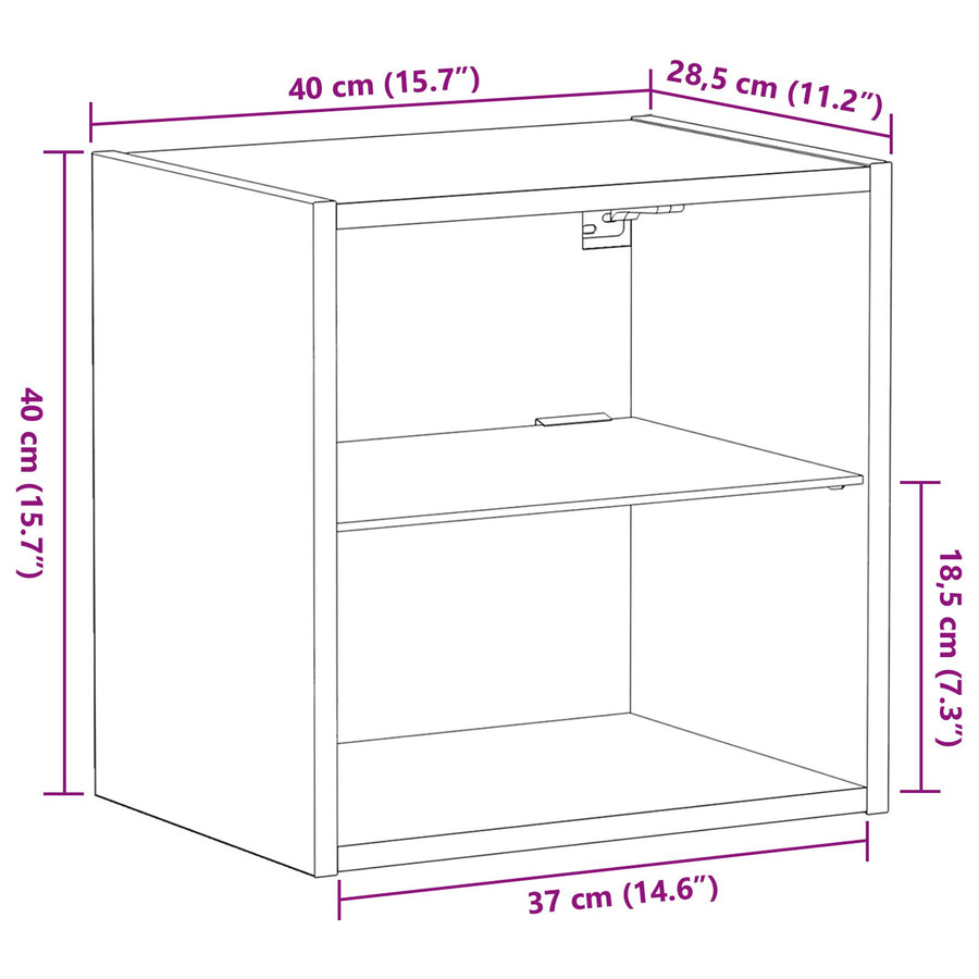 Zwevende Plank 40X28,5X40 Cm Bewerkt Hout 1 Zwart eiken