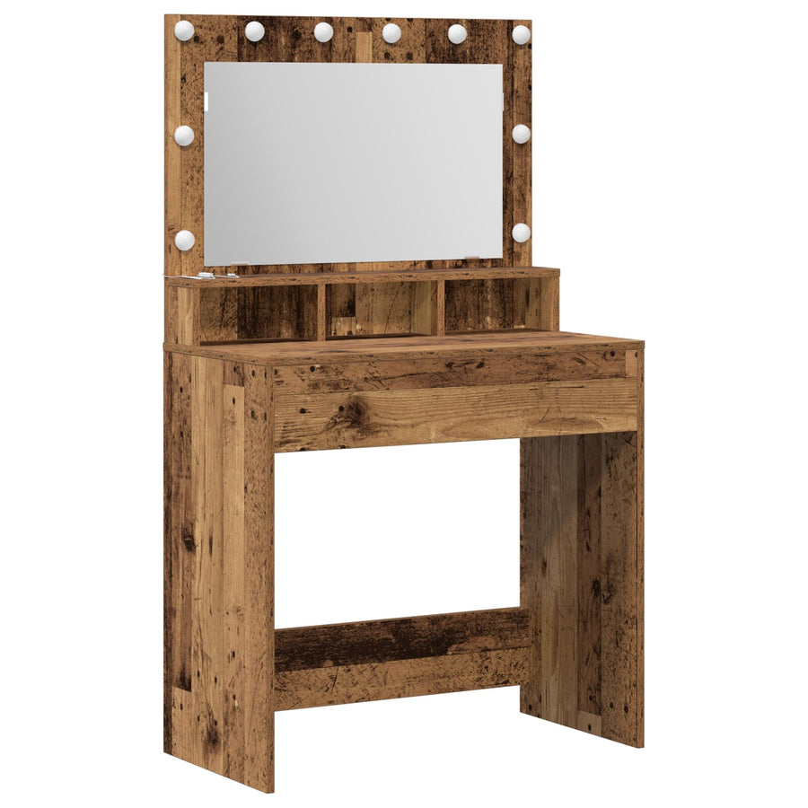Kaptafel Met Led-Verlichting Oude Hout Oud hout 79 x 41 x 135 cm