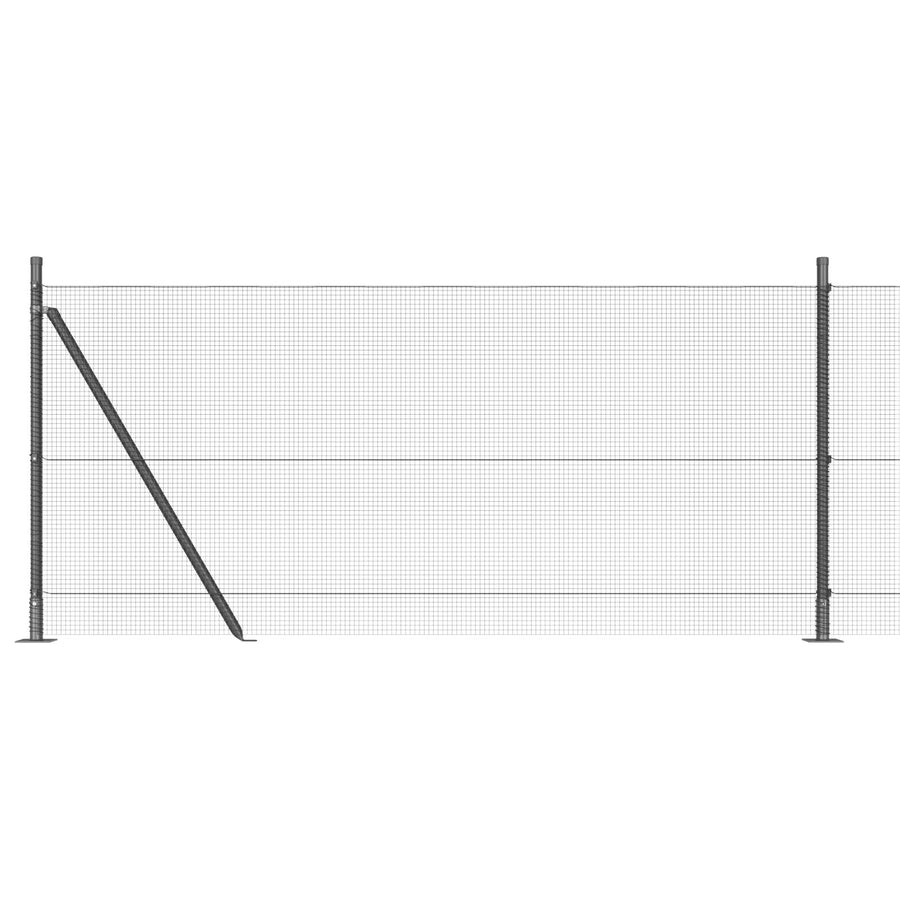 Hekpaal Set Set Van 2 Grijs Metaal, Beton 25 X 1 M Duurzaam Gegalvaniseerd Staal