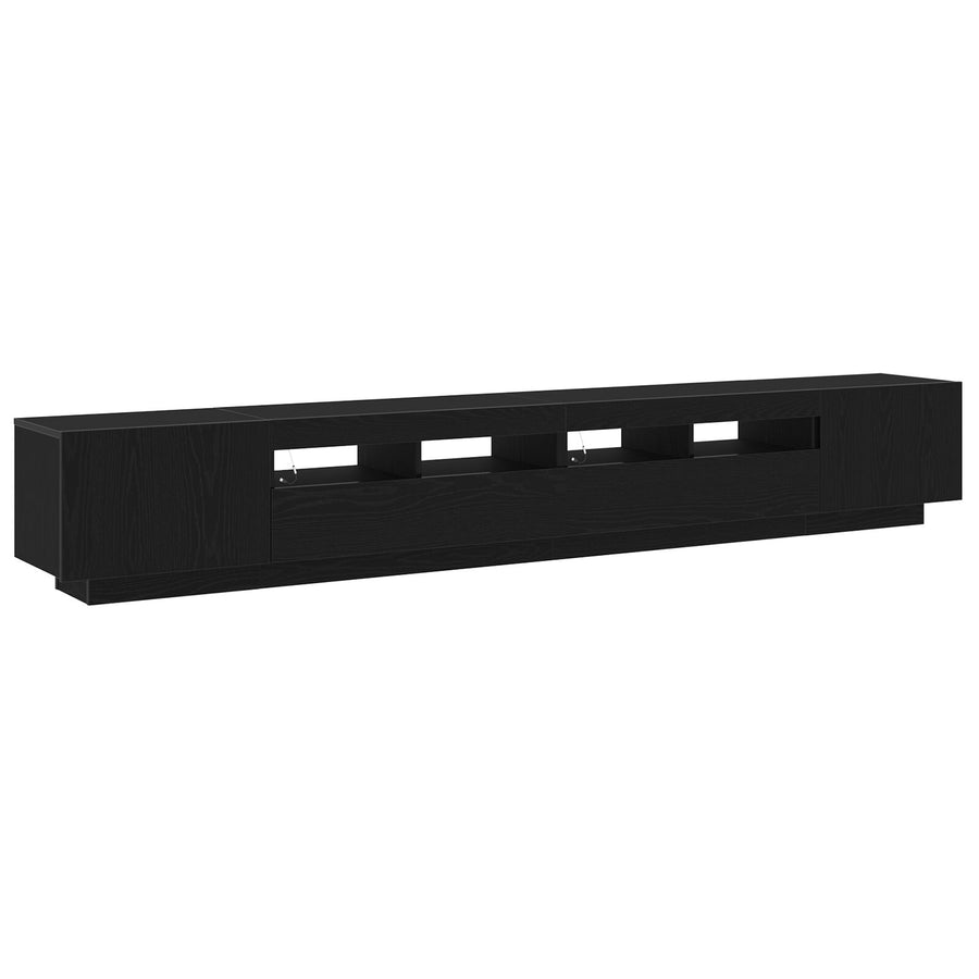 Tv-Kast Met Led-Verlichting - - 260X35X40 Cm - Behandeld Hout Zwart eiken