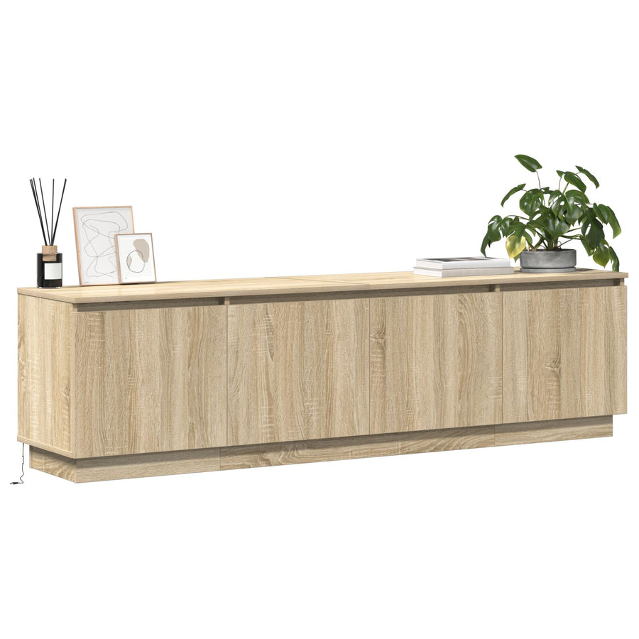 Tv-Meubel Met Led Sonoma Eik 180X38X49 Cm Gelaagd Hout Sonoma eiken