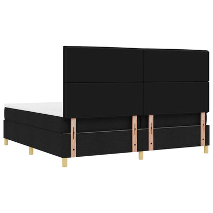 Boxspring Bed Met Matras Zwart 200X200 Cm Stof Blauw