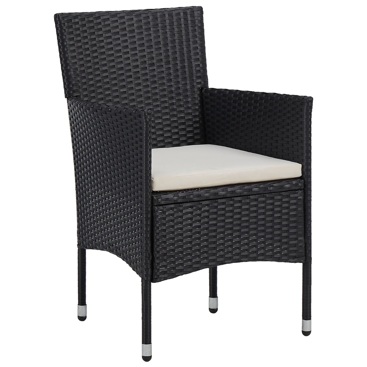 3-Delige Tuin Eet Set Zwart Poly Riet