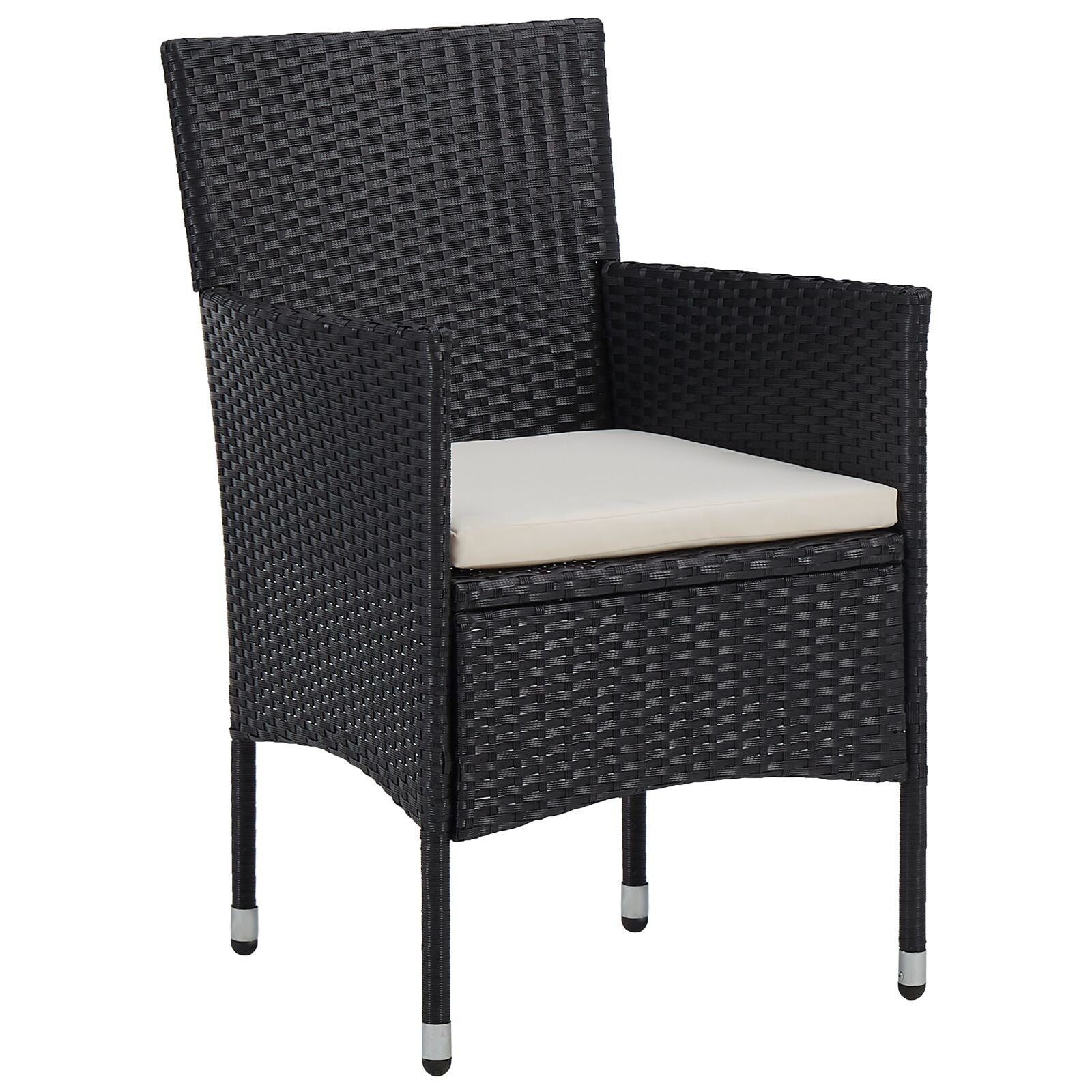 3-Delige Tuin Eet Set Zwart Poly Riet