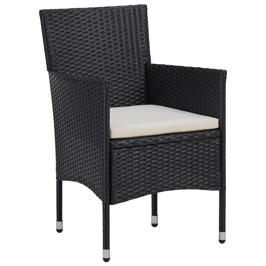 3-Delige Tuin Eet Set Zwart Poly Riet
