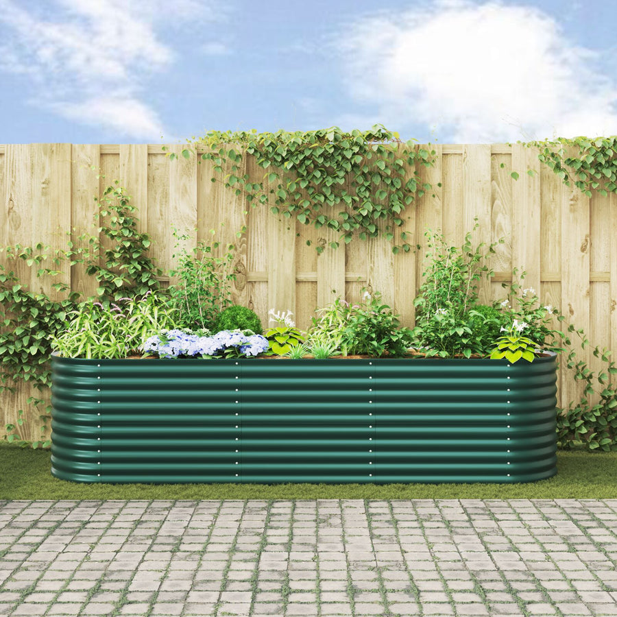 Tuinverhoging Bed Gegalvaniseerd Staal 320 x 80 x 81 cm Groen