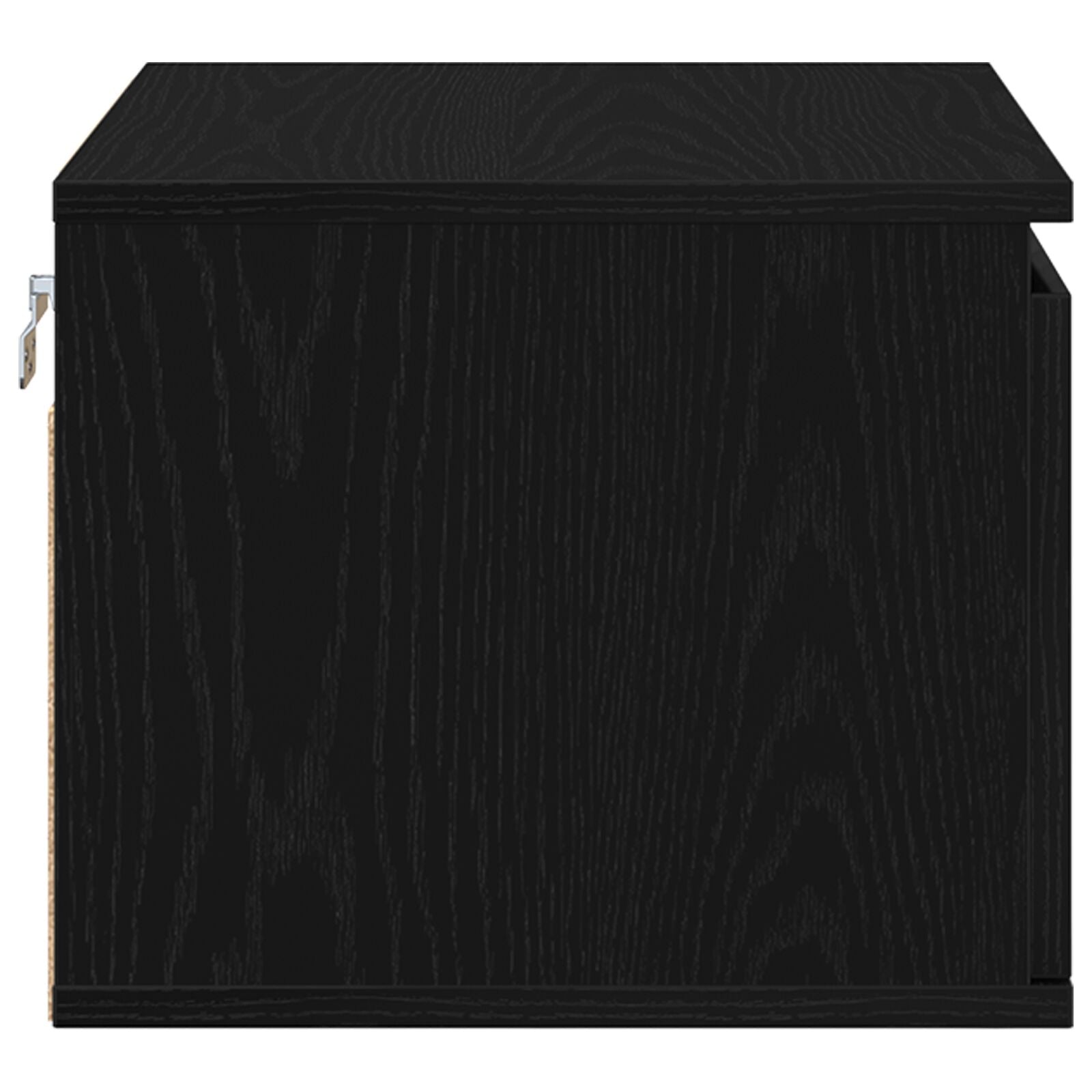 Nachtkastje Met Led Muurbevestigd 50X36X30 Cm 1 Zwart eiken