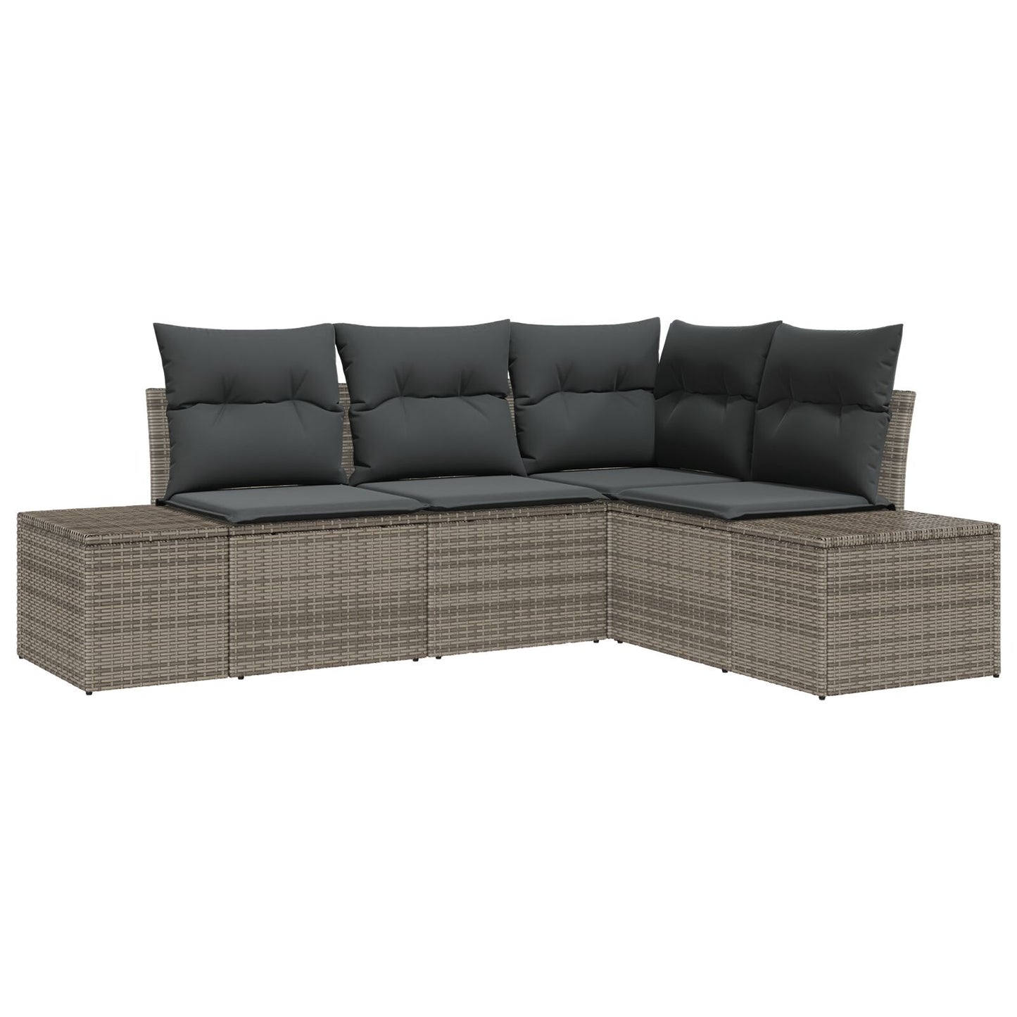 4-Delige Tuin Sofa Set Met Kussens Grijs Poly Rattan