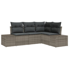 4-Delige Tuin Sofa Set Met Kussens Grijs Poly Rattan