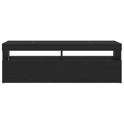 Tv-Kast Met Led Zwart Eiken 120X35X40 Cm Bewerkt Hout