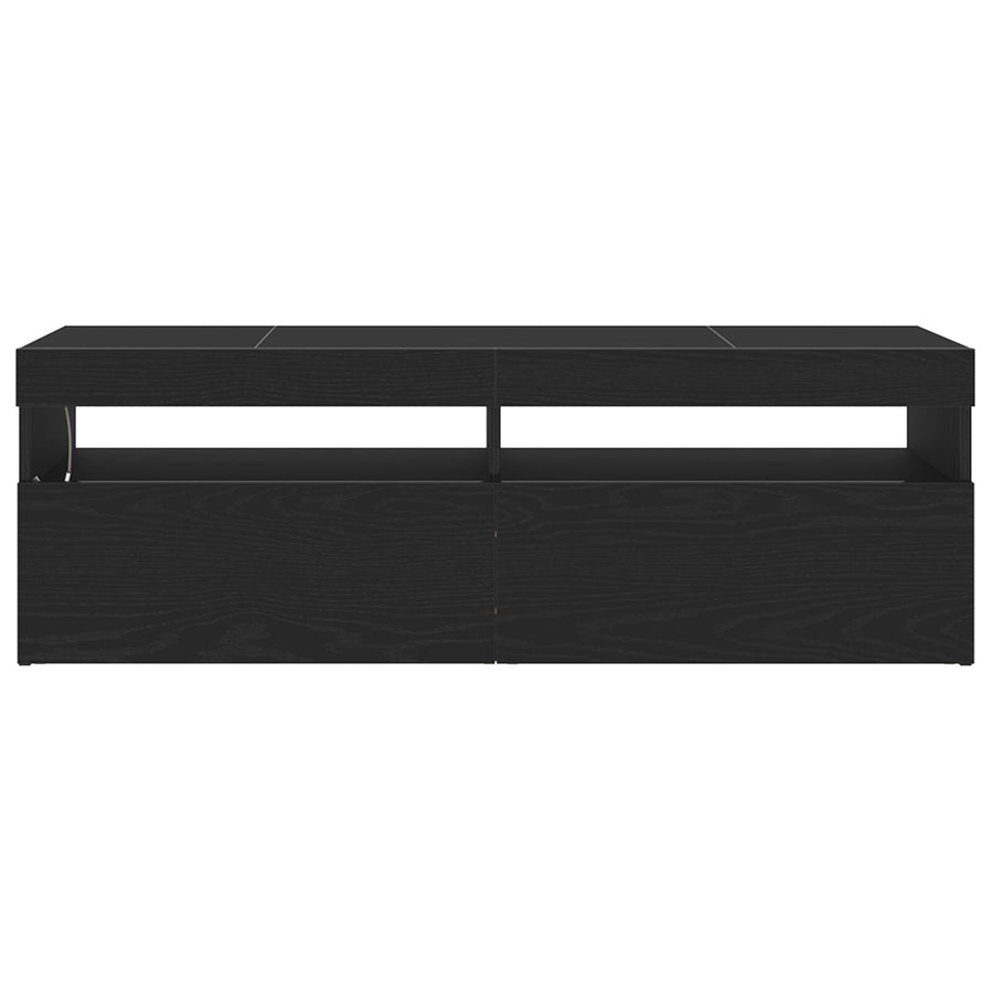 Tv-Kast Met Led Zwart Eiken 120X35X40 Cm Bewerkt Hout