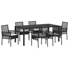 Eettafelset tuin 7-delig poly rattan zwart