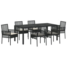 Tuin Eetset Van 7 Stuks Met Kussens Zwart Poly Rattan