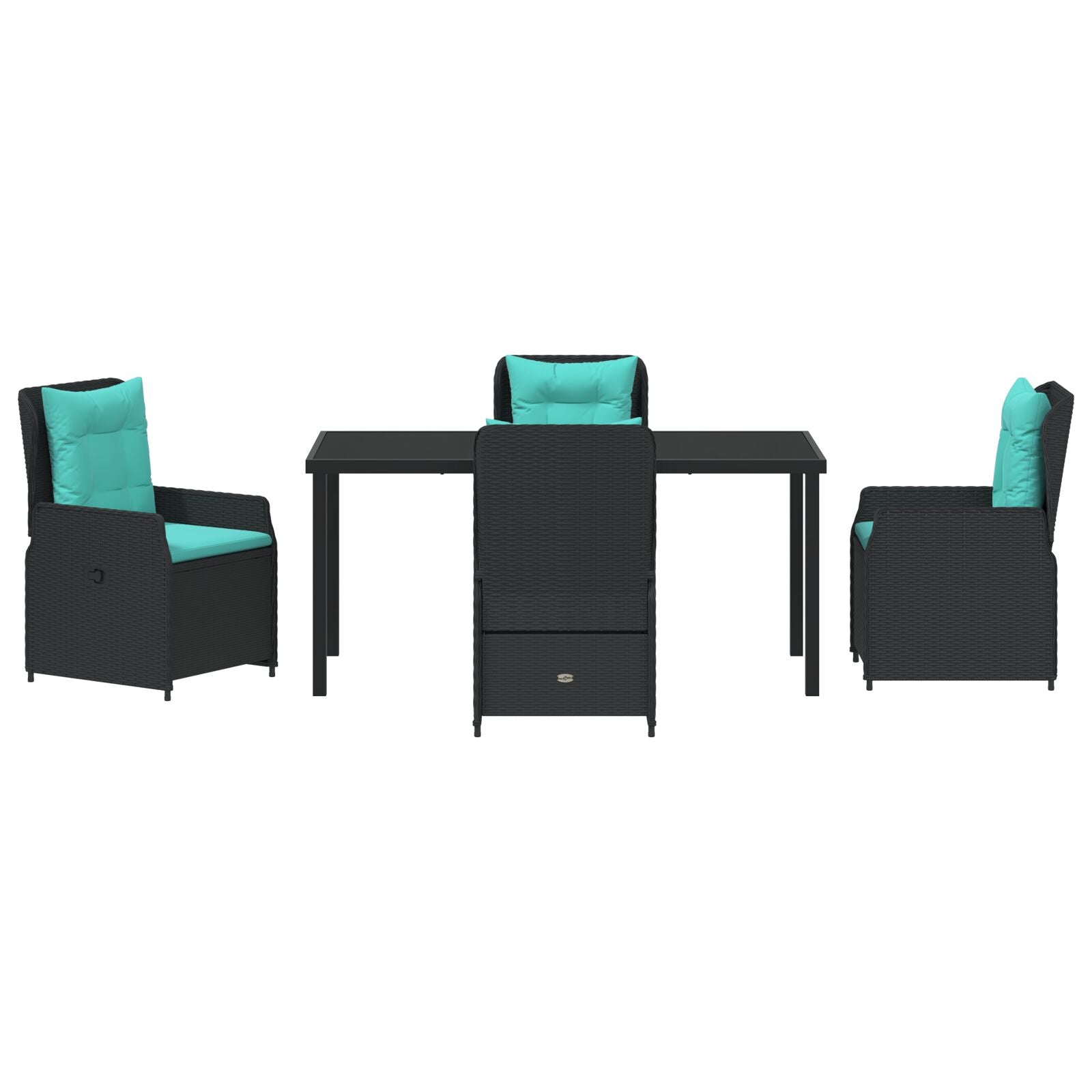 5-Delige Tuin Eetset Zwart Poly Rattan