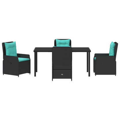 5-Delige Tuin Eetset Zwart Poly Rattan